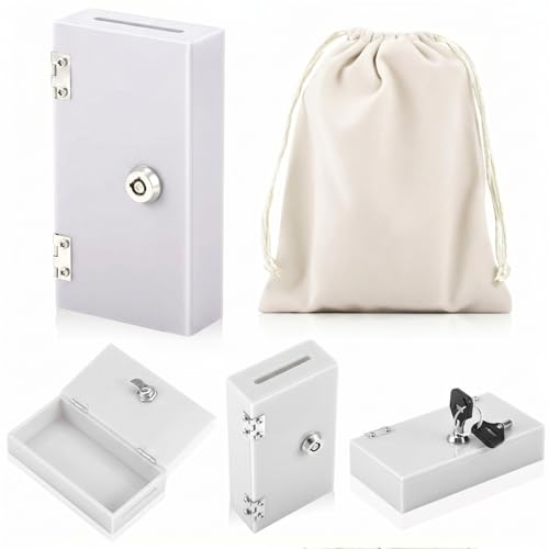 CroBlissful 1 Pack Acrylic Money Bank Box for Gambler, Winners Portable Safe Casino Money Pocket Sized Cash Box with Keys and Storage Bag, Cash Gift for Gambler Winners(Silver)