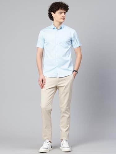 Image of Majestic Man Slim Fit Pure Cotton Half Sleeve Solid Casual Shirt