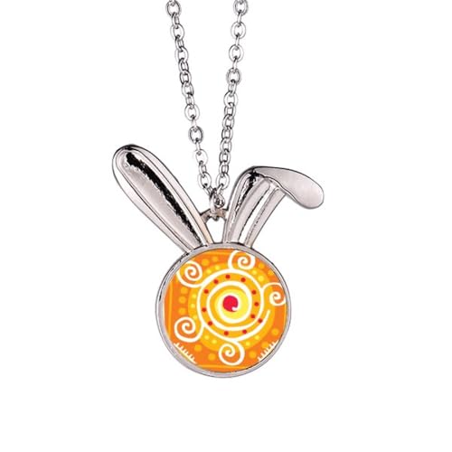 Collier pendentif lapin orange en style totem mexicain bijoux vintage
