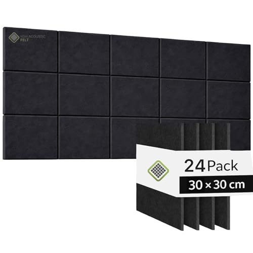 Image of YGM Acoustic Foams Luxury PET Felt Acoustic Self Adhesive Panels, 10 MM Thick, Sound Absorbing Panels for Wall | Room Noise Reducer & Sound Dampening (OG Black, 1x1 Foot - 24 Panels)