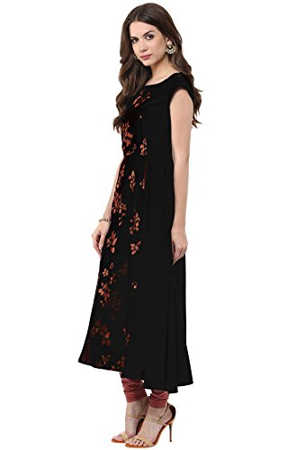 Image of Janasya Women's Crepe Frontslit Kurta
