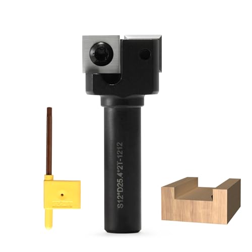 Trvoxviq 2 flautas, fresas planas, 12 mm, vástago de 25,4 mm, diámetro de corte, fresadora con plaquitas reversibles, fresadora para fresadora superior, Spoilboard, Surfacing Router Bit Foreward,