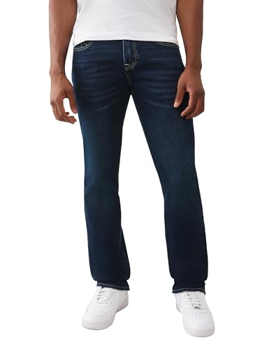 True Religion Men's Ricky Single Needle Flap Straight, Blue, 32