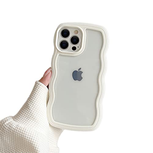 Ownest Compatible avec Coque iPhone 15 Pro, Curly Simple Wave Aesthetic Cute Femme Fille Homme Etui Mignon Transparente Protection Antichoc Silicone TPU Case pour iPhone 15 Pro - Blanc