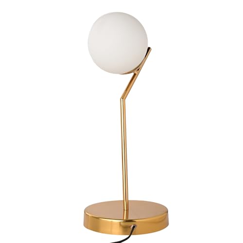Image of Frosted Glass Table Lamp | Gold Finish Decorative Table Light | Modern Lamp for Home Office Bedroom Living Room Dining Room Use | Stylish Desk Lamp | Without Bulb