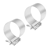 BIGREAT 5-Inch Exhaust Clamp, Butt Joint Seal Band Sleeve Coupler Universal for Exhaust System - 2PCS Polished T304 Stainless Steel