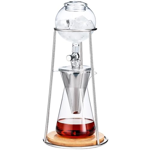 KHZKHC Cafetera Fría, Gotero Café, Preparación Helada, Máquina Té Helado 2-4 Tazas, Válvula Velocidad Ajustable, Material Con Alto Contenido Borosilicato, Para El Hogar, Oficina, Bar