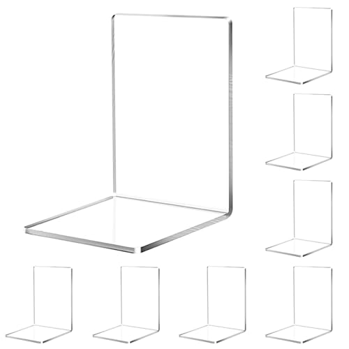 Juego de Sujetalibros Acrílicos Transparentes - 8 Piezas para Escuela, Hogar, Oficina, Biblioteca, Dormitorio y Organización del Escritorio