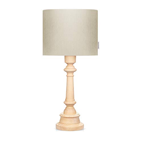 Lamps & Company Nachttischlampe Kinder creme, Tischlampe weiß Lampenschirm Samt, ideal für Kinderzimmer Mädchen Teenager und Babyzimmer deko, passt als Schreibtischlampe, Höhe 55 cm Cover