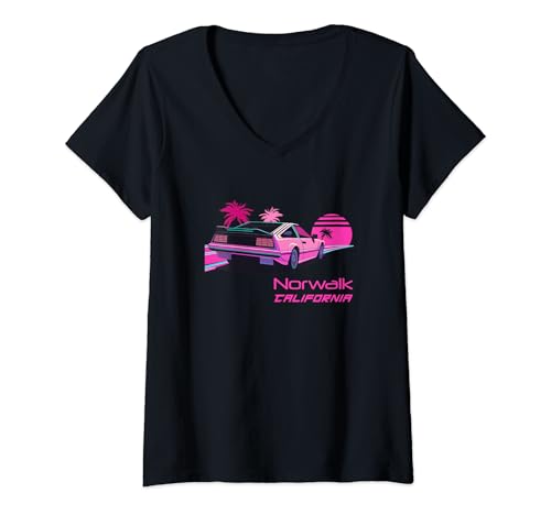 Damen Vintage Norwalk, Kalifornien T-Shirt mit V-Ausschnitt