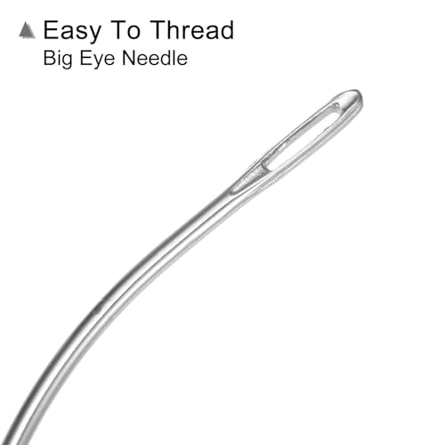 Image of HARFINGTON 50Pcs Curved Needles 6 inch C Type Weaving Sewing Needles Wig Making Upholstery Big Eye for Carpet Leather Canvas Repairing Blocking Knitting