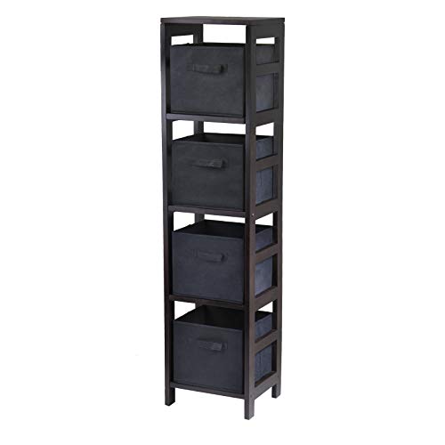 Winsome Wood Capri Wood 4 Section Storage Shelf with 4