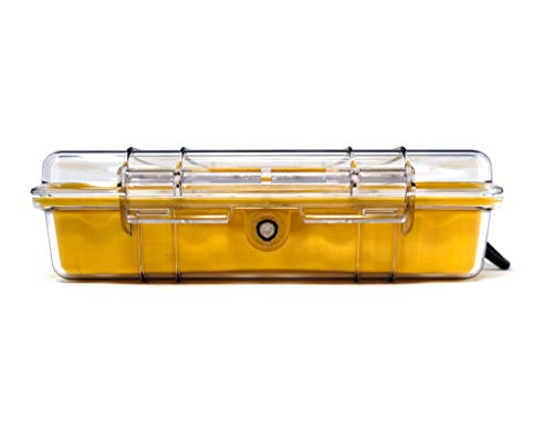 PELI 1060-027-100E Micro Case-Schützt Empfindliche Ausrüstung, IP67 Wasserdicht, 1,3L Volumen, Transparent/Gelbe Gummieinlage