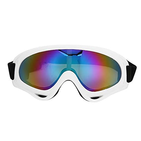Gogle Narciarskie, PC Dzieci Wiatroszczelne Okulary Narciarskie, Gogle Snowboardowe i Motocyklowe, Lekkie, Szerokie Pole Widzenia, Unisex Outdoor Sports Gogle Rowerowe(Kolorowa folia z białą ramką)