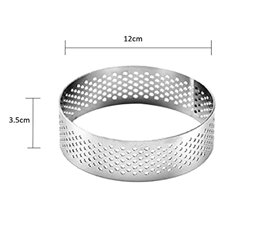 Image of KMW Stainless Steel Perforated Cake Ring Set | Round, 12cm x 3.5cm | 2-Piece Set | 18 /8 Stainless Steel for Perfectly Baked Cakes and Pastries | Professional Bakeware