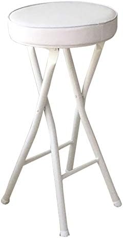 ZYLEDW Home Folding Stool – Heavy Duty 19/24 Inch Collapsible Padded Round Stool with 300 Pound Capacity for Dorm, Rec Room or Gameroom - Black/White/Brown