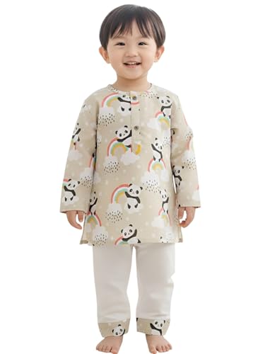 Image of POLKA TOTS Premium Cotton Night Wear for Boys & Girls | Traditional Kurta Pyjama Night Suit Set | Ultra-Soft & Breathable Nightwear for Toddlers & Baby | Kids Night Dress from Newborn to 8 Years