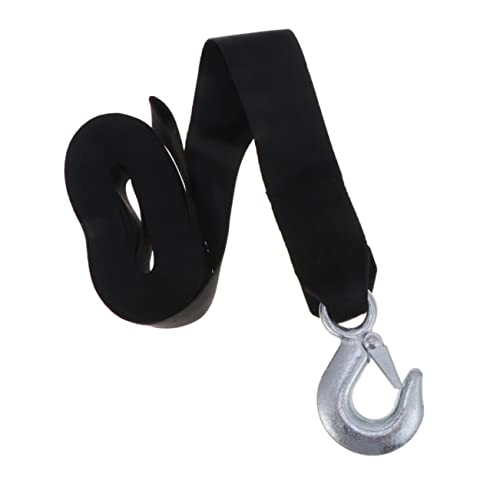 OUNONA Marine Winch Belt 1.5 Ton Winch Strap Rope Hook Black Polyester for Boat Rope