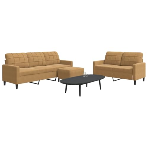 Gecheer 3-TLG. Sofagarnitur Sessel Couch Sofa Wohnzimmersofa Couchgarnitur Designsofa Sitzmöbel Polstermöbel mit Kissen Braun Samt 3278408