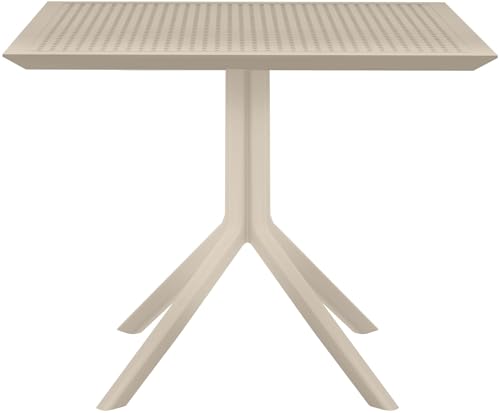 CLP Table Sky 80 x 80 cm I Table de Jardin résistante aux intempéries et aux UV I Table de Balcon Angulaire en polypropylène Durable, Couleur:Taupe