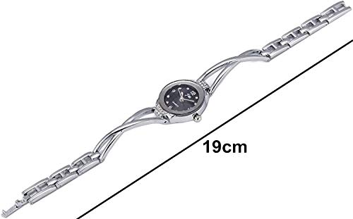 Women Small Watches Silver Bracelet Chain Rhinestone with X Sharp Link Band
