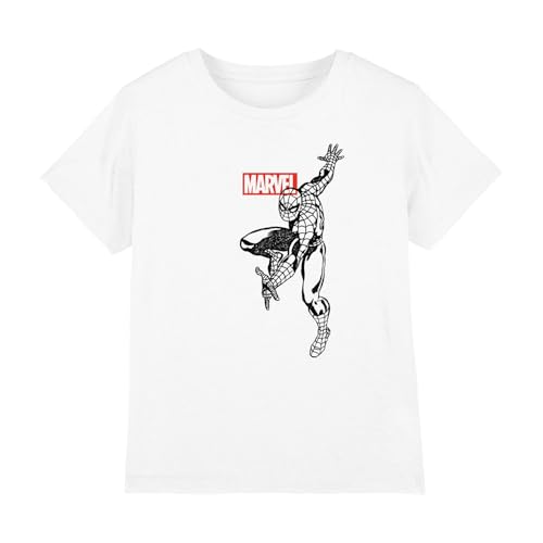 Cotton Soul Marvel Spiderman Outline Boys T Shirt, White, 9-10 Years