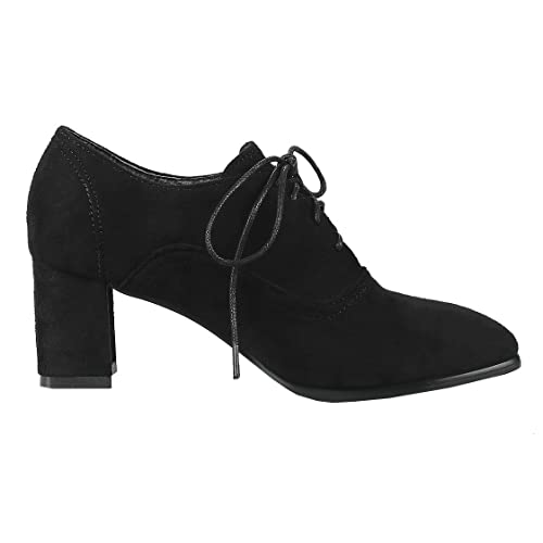 BEAUPAS Women's Chunky Lace Up Oxford Block High Heels Pointed Toe Pumps Shoes3