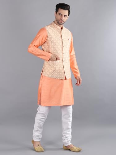 Image of Uri and MacKenzie Men's Silk Blend Kurta Pajama with Designer Ethnic Nehru Jacket /Modi Jacket