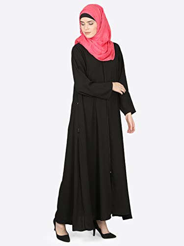 Image of Mallika Women Modest Wear Nida Matt Front Open Zipper Abaya Burkha for Everyday use
