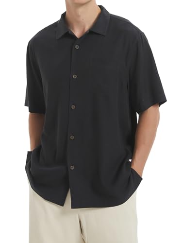 Men's Silk Button Down Shirts Short Sleeve Casual Tropical Holiday Hawaiian Shirts