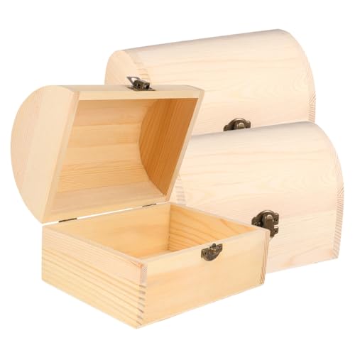 MUELODSIC 3 piezas Caja de Madera sin Terminar con Tapa Abatible de Cajas Artesanales para Manualidades DIY Diseño Blanco para Pintar y Decorar para Almacenamiento Creativo