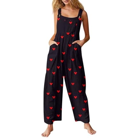 DNKZWUPUP Valentines Day Outfit Women Overall Dress Travel Outfits for Women Womens Outfits Sexy Jumpsuits for Women Hippie Clothes for Women Spring Jumpsuits for Women Womens Jumpsuits Black XL Cover
