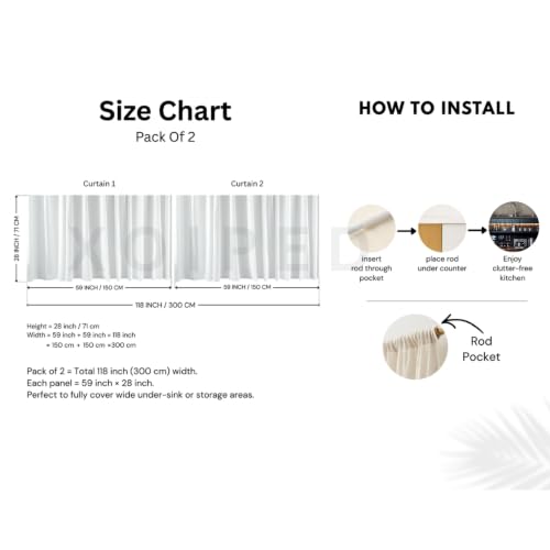 Image of Under Sink & Counter Curtain for Modular Kitchen - Printed Fabric Rod Pocket Hanging Skirt, Washable Under-Counter Cover, Pack of 2 Panels (Each Panel: 150 x 70 cm) (Grinder)