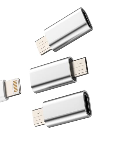 Kefiany Adaptateur Lightning Femelle vers Micro USB Mâle (Lot de 3) pour IPhone Jack Prise Chargeur Câble Adapter MicroUSB Charger Connecteur Portable Lightning vers...