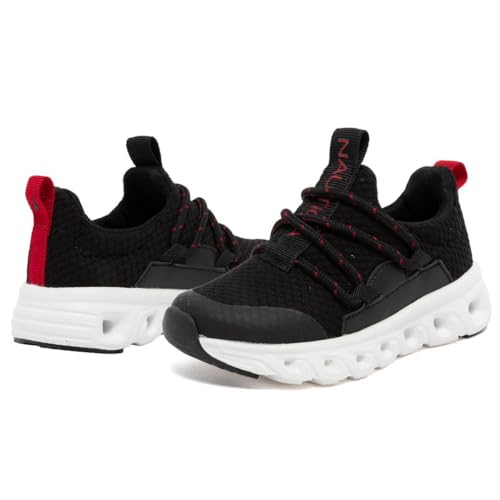 Nautica Boys Running Sneakers – Lightweight Slip-On Athletic Shoes with Bungee Laces and Cloud-Like Sole for Little Kid - Mogan Toddler-Black Red Size-10 - image 6