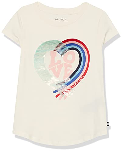 Image of Nautica Girls Short Sleeve Legacy T-Shirt with Flip Sequin Design, Cotton Tee with Tagless Interior