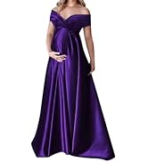 FEBUBETT Velvet Maternity Dress Short Sleeved Baby Shower Gowns Sweetheart Maxi Photo Shoot for P...