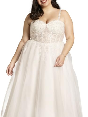 David's Bridal Illusion Corset Bodice Tulle Ball Gown4