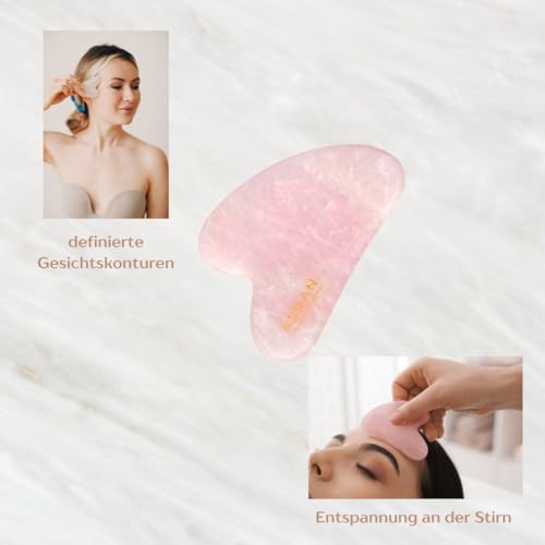 Rosenquarz Roller Set – Gesichtsroller und Gua Sha für die Hautpflege