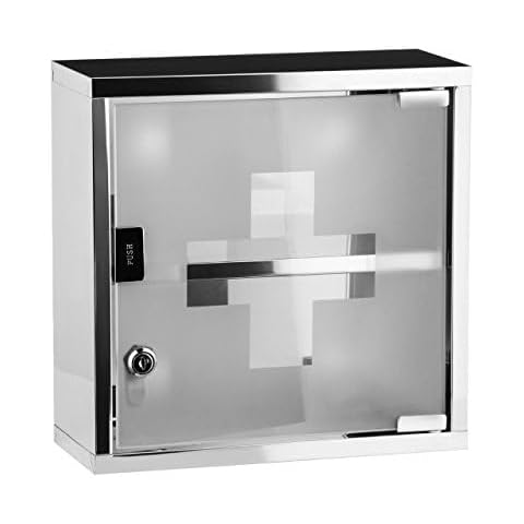 Toughty Locking Medicine Cabinet - Wall Mount Medical Cabinet for Safe Medication Storage - Large Cover