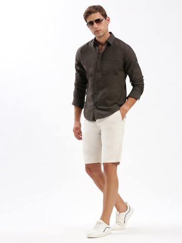 Image of SHOWOFFFF Men Solid Casual Shirt | Spread Collar Full Sleeves Cotton Shirt for Mens | Slim Fit Regular Length Shirt for Men's