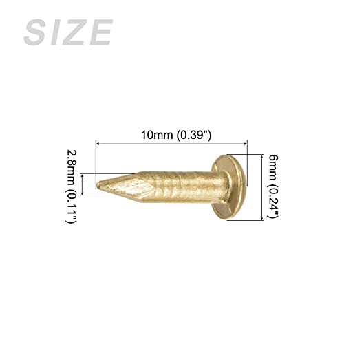 METALLIXITY Small Nails (2.8x10mm) 100pcs, Brass Tiny Hardware Nails - for Household Woodworking Brass Tone - Image 2