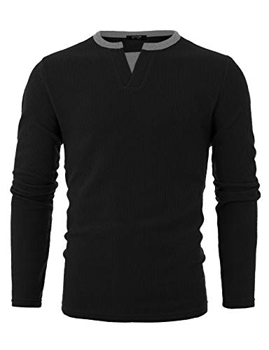 GIVON Men's Slim Fit Henley Shirt Long Sleeve Front Placket Cotton Pullover T Shirt Top2
