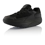 Fusskleidung® Damen Sneaker Abrollsohle Sportschuhe leichte Gesundheitsschuhe Schwarz EU 38