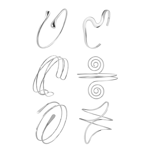 6Pcs Arm Cuff Gold Upper Arm Cuff Bracelet for Women Adjustable