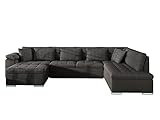 Ecksofa Niko BIS LED Beleuchtung mit Fernbedienung, Eckcouch mit Schlaffunktion und Bettkasten, Wohnlandschaft vom Hersteller, Sofa U-Form Couch (Soft 020 + Majorka 03, Seite: Links)
