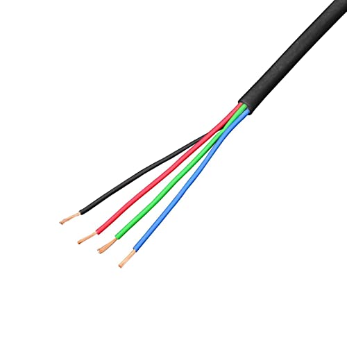 Lumonic 4x 0,34mm² LED cable de control negro 5m I cable de 4 hilos enfundado flexible I cable de...