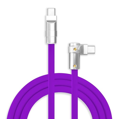 chubbycable 240W Charging Cable 90° USB C to C Cable, Purple, 6.6FT