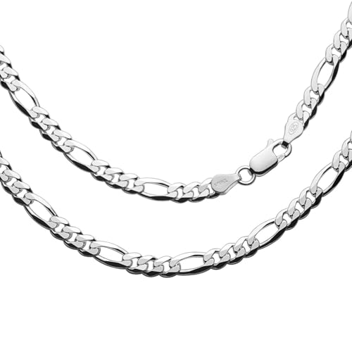 Collier homme argent 925 Figaro 55cm, l'héritage d'un savoir-faire bijoutier anti-ternissement