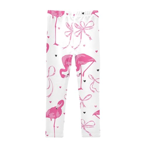Flamingo Bow Girls Leggings,Workout Leggings for Girls Toddler Athletic Legging Size for 3-10T2
